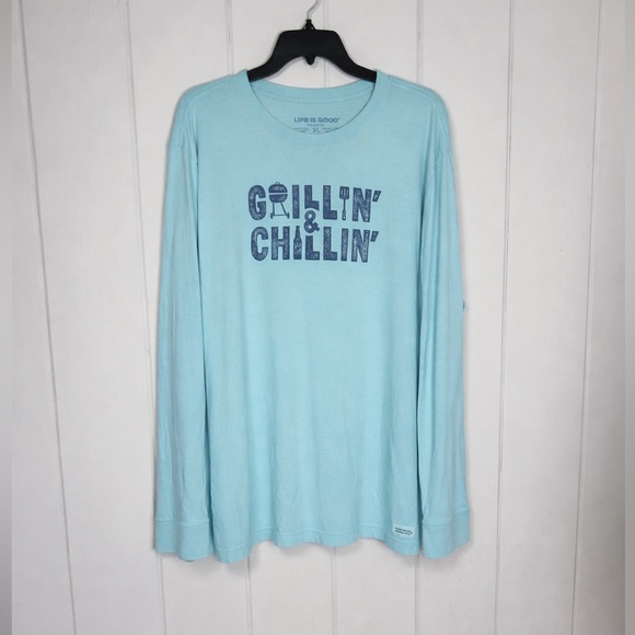 Life Is Good Other - Life Is Good Grillin’ & Chillin’ Blue Long Sleeve Graphic crusher Tee XL Casual